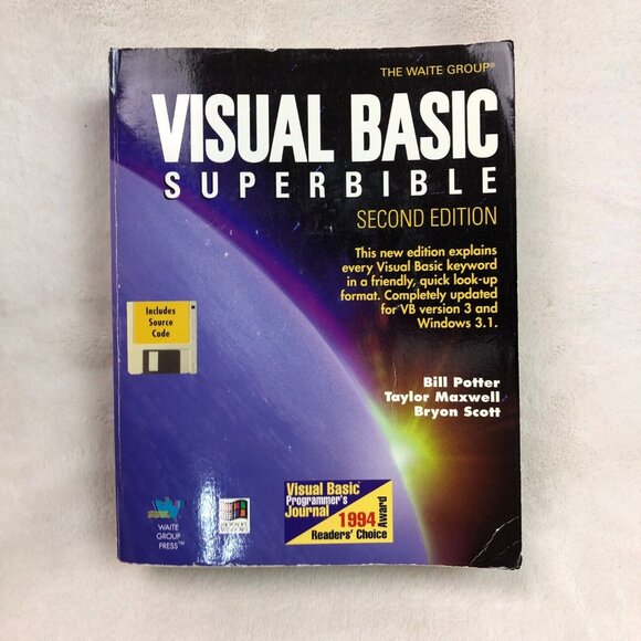 1994 Visual Basic Super Bible Second Edition Potter Maxwell Scott w/ Floppy Disk - Picture 1 of 9